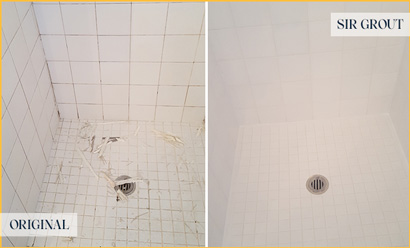 Cracked Grout Before and After Grout Repair
